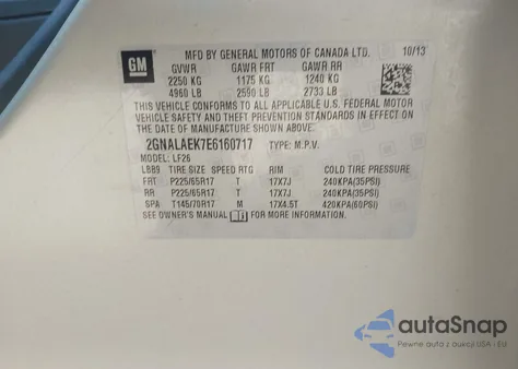 2014 Chevrolet Equinox Ls z USA, uszkodzony, nr VIN 2GNALAEK7E6160717